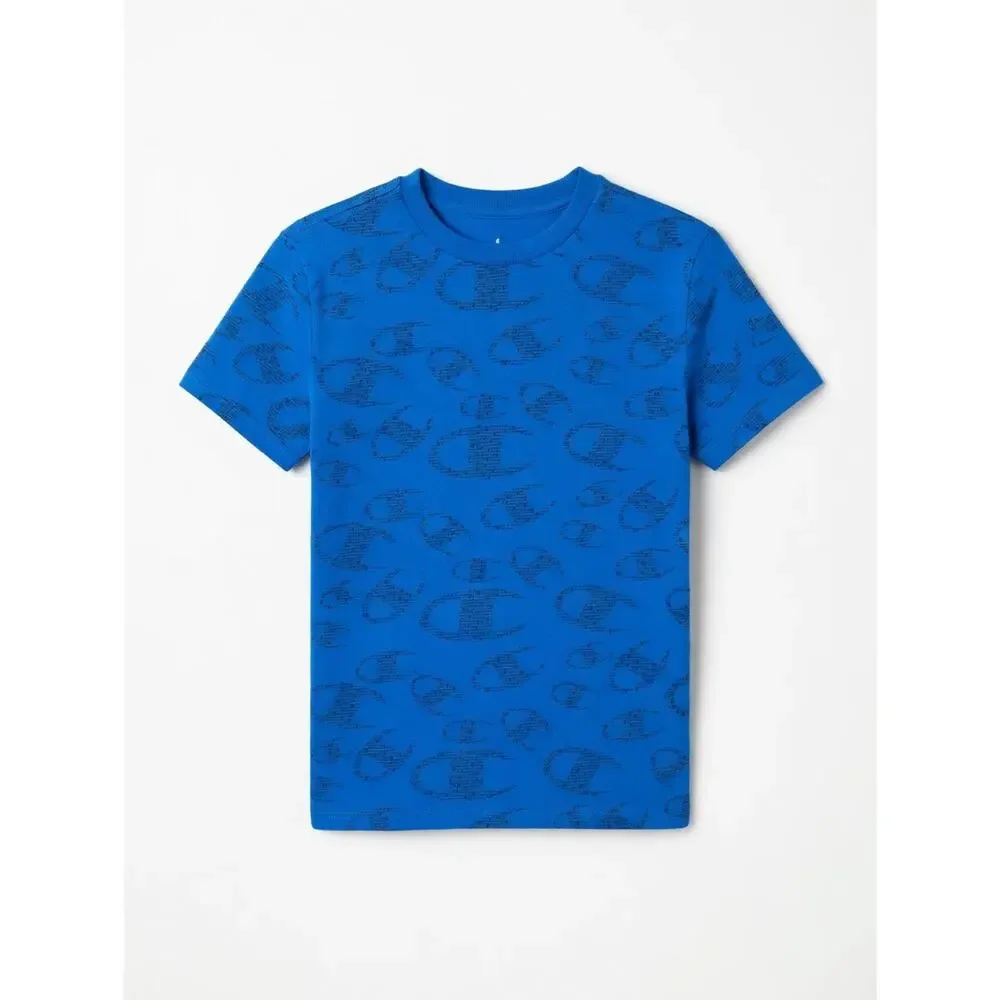 Champion Boys Blue All-Over Print T-Shirt – Size L (14/16)